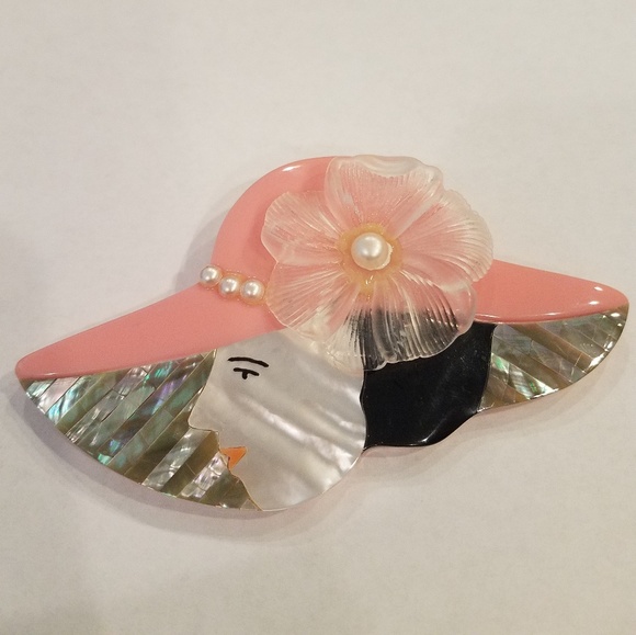 80's MOP Lady Vintage Pin - Picture 5 of 6